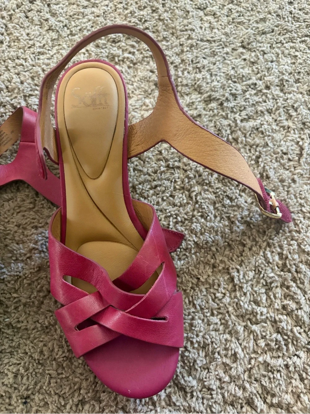 Sofft Fuchsia Leather Woven Slingback Sandals